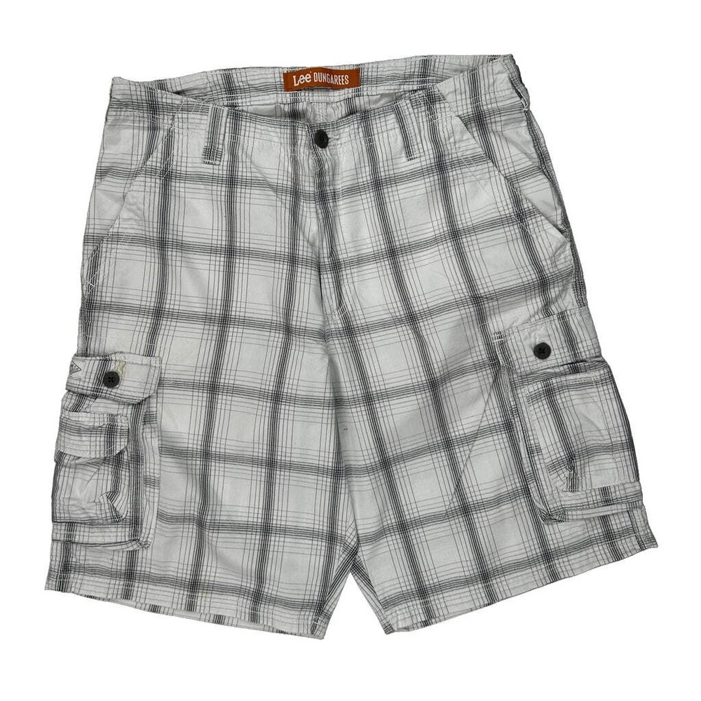 Lee Checked Cargo Shorts - 34W 10L Gray Cotton
