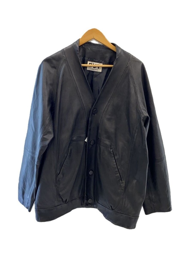 Brunaboinne Black Sheepskin No-Collar Leather Blouson Jacket Size M But0005-2