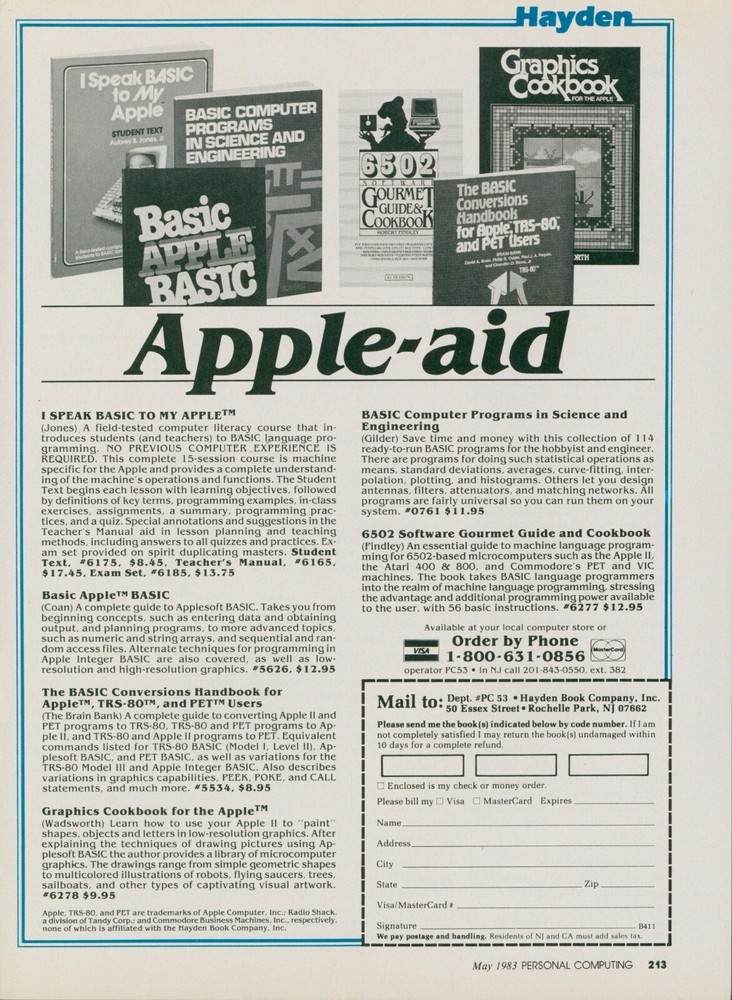 1983 Apple Aid Books Hayden Book Company Ad PEC1