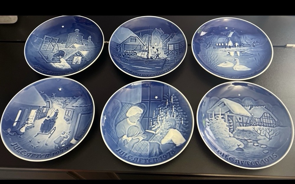 Bing & Grondahl Danish Christmas Collector Plates Blue Porcelain 1974-1979
