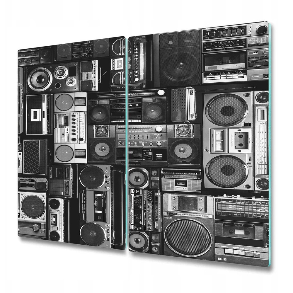 Glass Kitchen Chopping Board pop disco classic cassette radio recorder audio