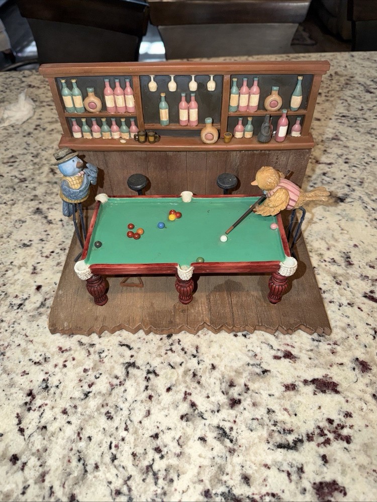 Vtg Collections Birds Playing Pool Wall Decor Or Free Standing See Description