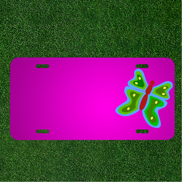 Custom Butterfly Design Personalized Car License Plate with Your Name in Green