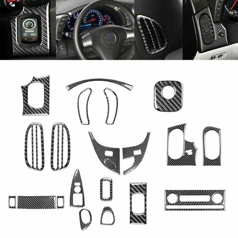 21PCS Carbon Fiber Full Interior Trim Cover Set For Chevrolet Corvette C6 05-07