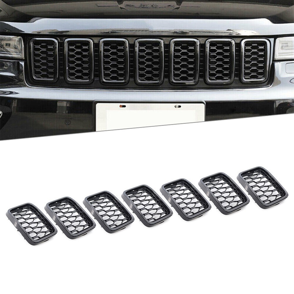 Front Grille Honeycomb Mesh Insert Cover Trim For Jeep Grand Cherokee 2017-21