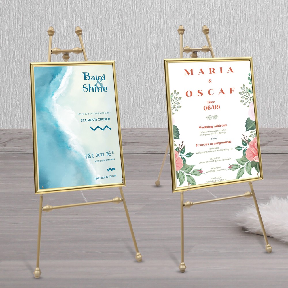 Portable Tall Metal Floor Easel Stand 2pcs for Art Exhibitions