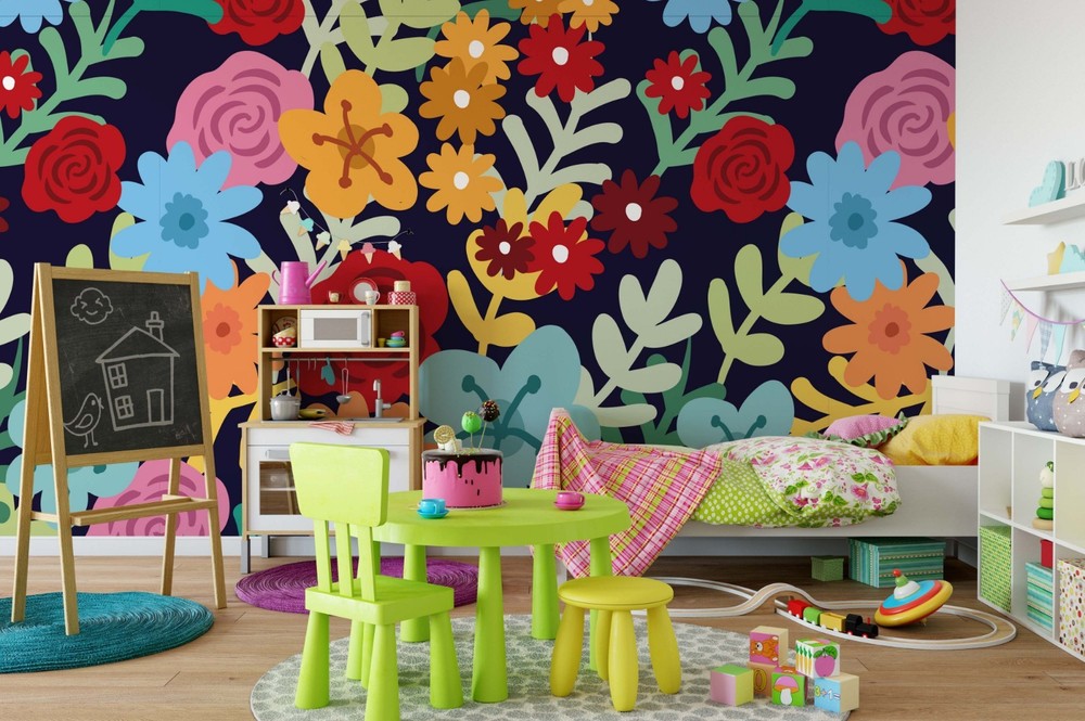 3D Flowers Flora Watercolor Pattern Wall Murals Wallpaper Murals Wall Sticker