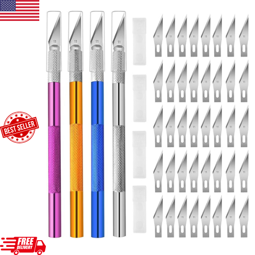Viemior 4PCS Exacto Knife Set with 40PCS Spare Blades for Crafting and Hobby Projects