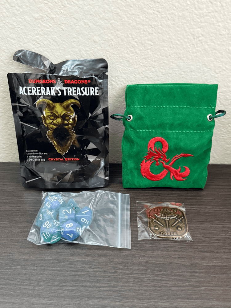 Dungeons & Dragons Acererak's Treasure Crystal Edition Dice Set + Bag + Coin-image