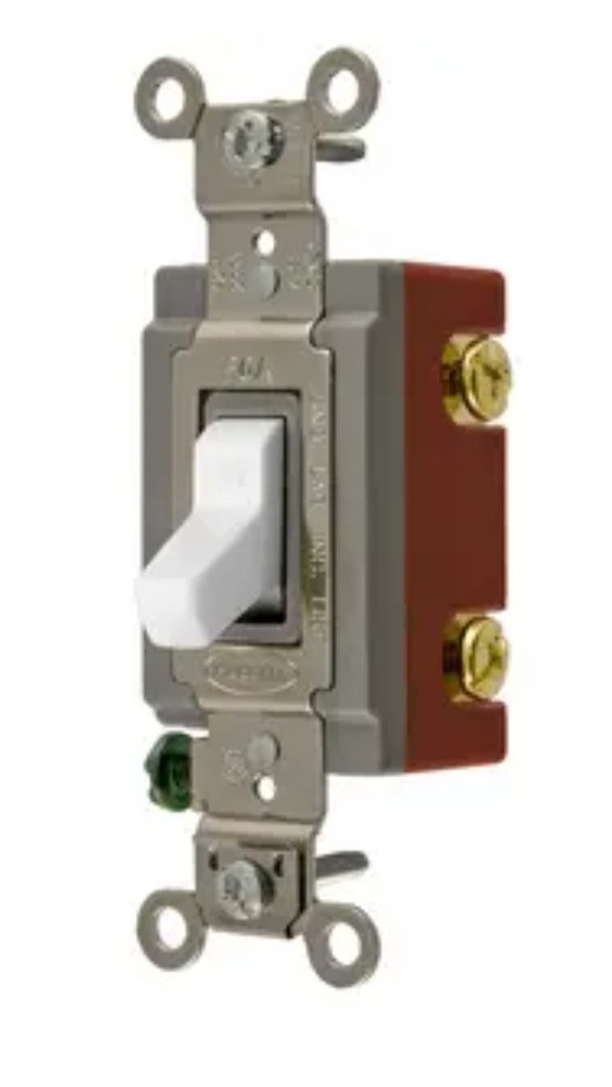 Hubbell Toggle Switch Single Pole White 20 A 120-277 Vac 1221W Hbl1221W