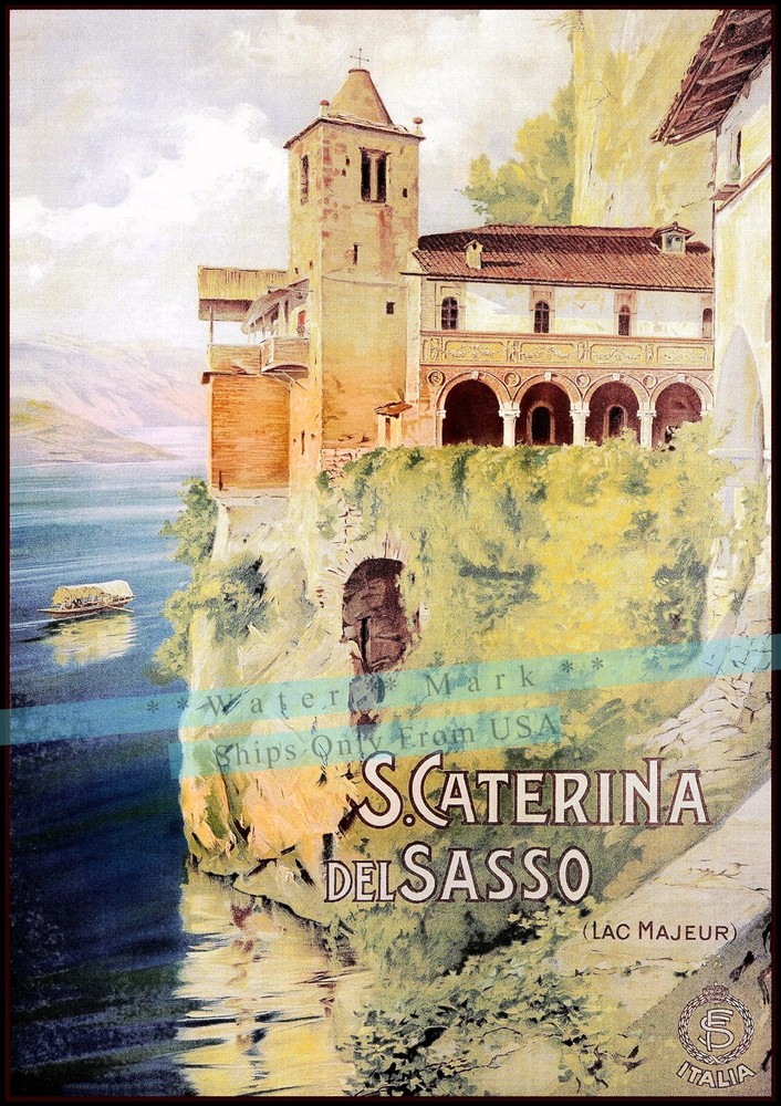 Santa Caterina Del Sasso 1925 Italy Vintage Poster Print Retro Style Wall Art