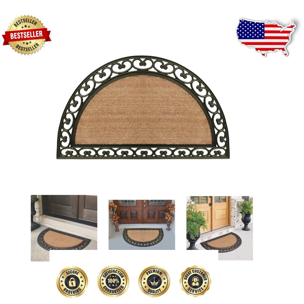 Elegant 30x48 Coir & Rubber Heavy Duty Half Round Door Mat - Indoor/Outdoor