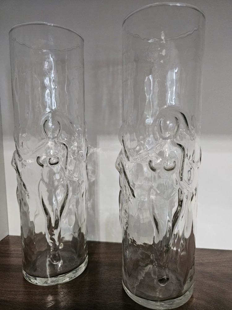 Set Of 2 Vintage Libbey La Femme Dancing Women Nudes 8 3/4