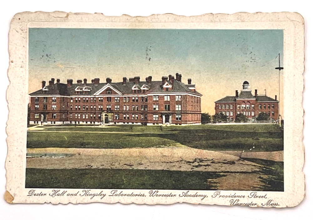 Vintage Postcard - Worcester  Massachusetts Worcester Academy Dexter Hall