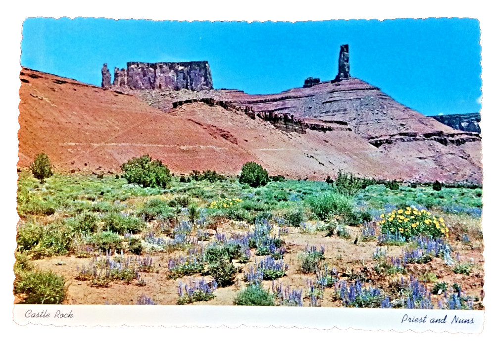 Vintage Utah Postcard Castle Rock Priest & Nuns Moab Area Scenic