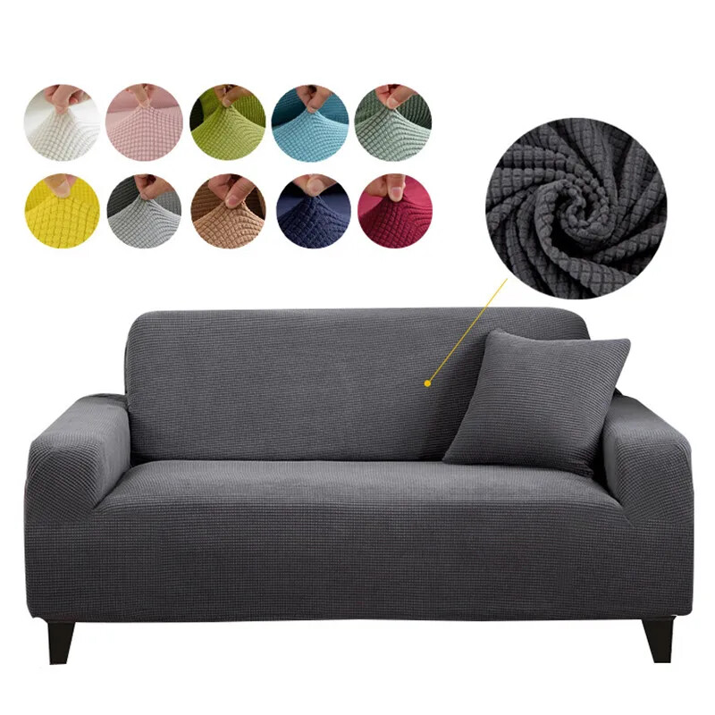 Premium Jacquard Thick Solid Color Corner Sofa Slipcover