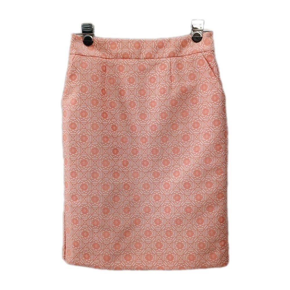 Banana Republic Jacquard Pencil Skirt Lined Peach/Cream Size 2