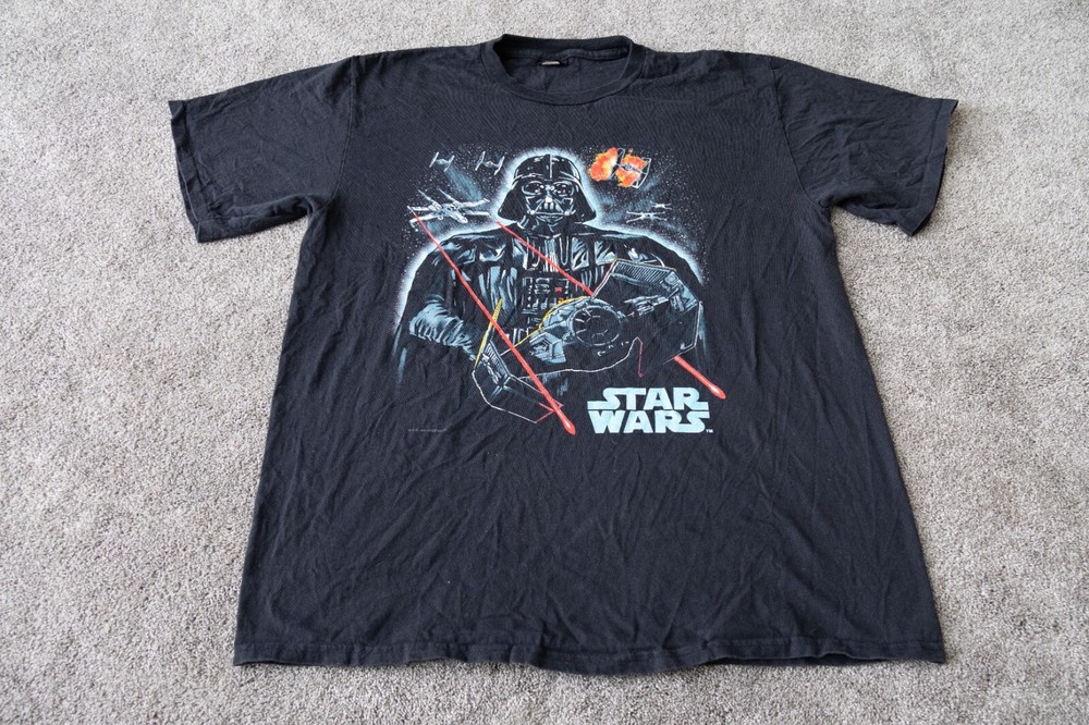 Vintage Star Wars Shirt Mens XL Black Movie Promo Darth Vader Changes Tag 90s