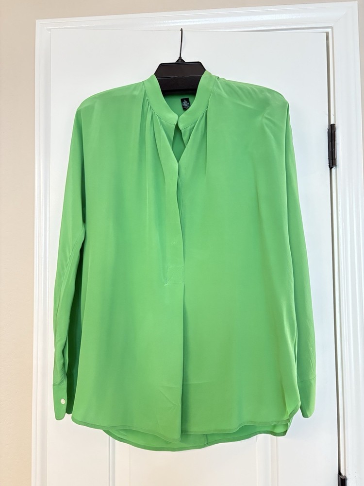 100% Silk  Ralph Lauren Women Green Blouse Size Small