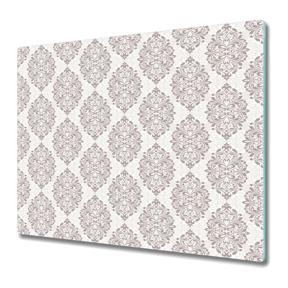 Glass Chopping Board Utensil Damask design brown and white 60x52
