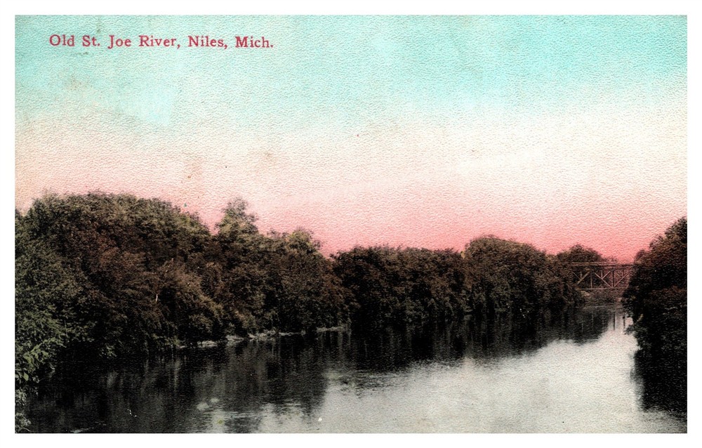 Old St Joe River Niles MI Birdseye C1913 DB Postcard AF4