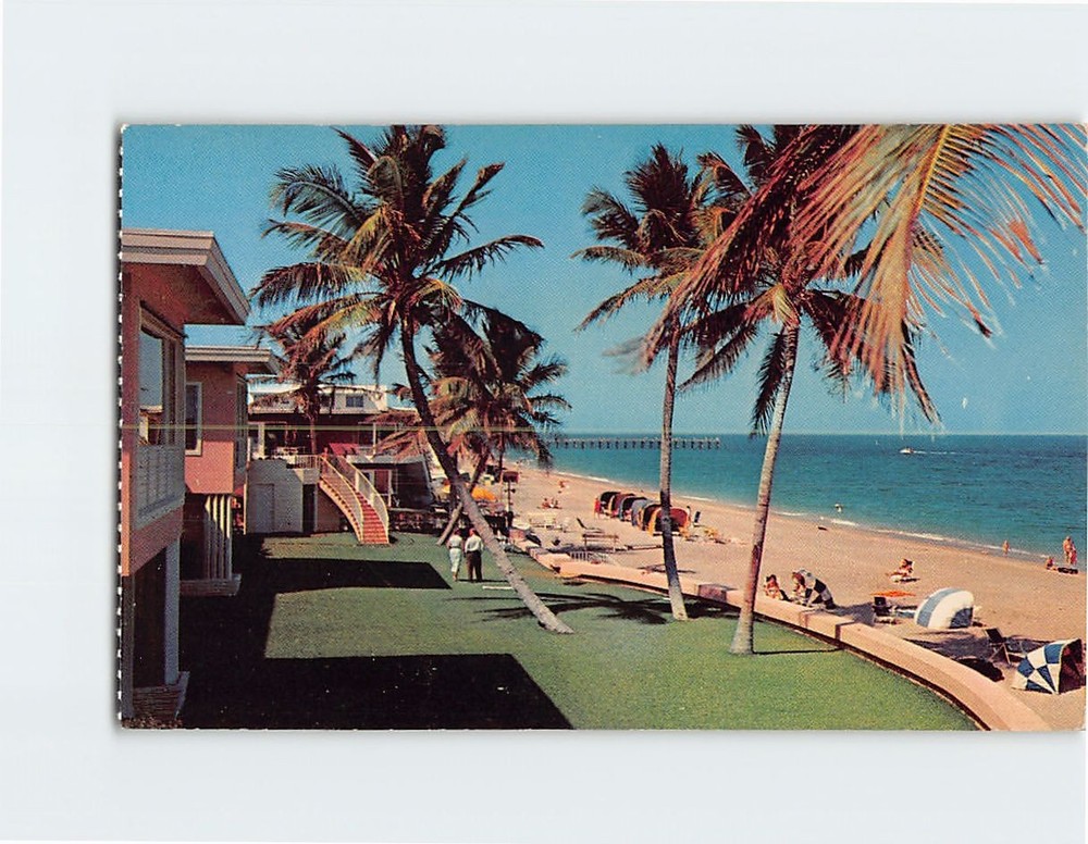 Postcard A typical Beach scene Lauderdale By The Sea Florida USA