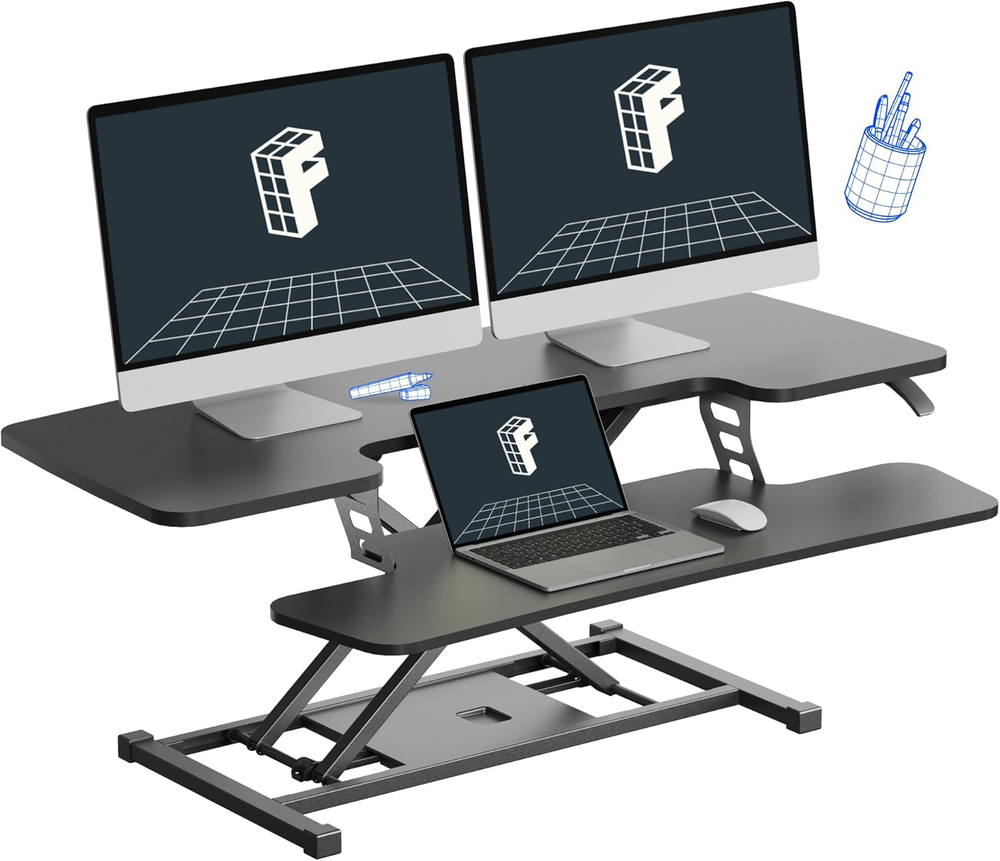 FLEXISPOT Standing Desk Converter 42-Inch Spacious Sit to Stand up Dual Monitor