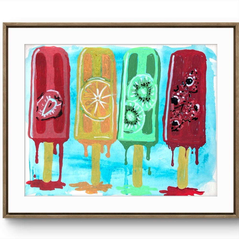 TITA PAINTZ Popsicle Pop Art Andy Warhol Style Hand Painted 9x12 Paper Wall