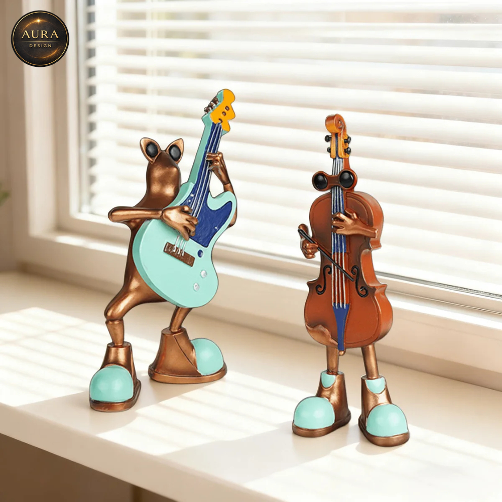 🏛 Modern Decorative Statue Musician Frog 17cm ✨ Collectible Ornament