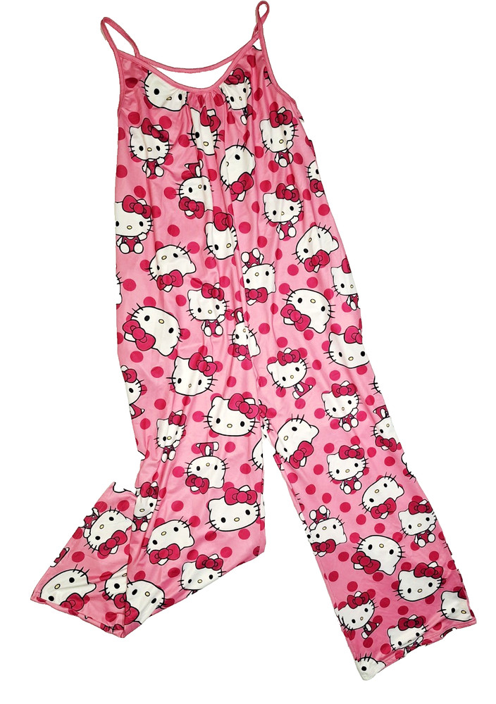 Womens NEW Hello Kitty Jumper Romper Overalls Size L Pink Sanrio Jump Suit