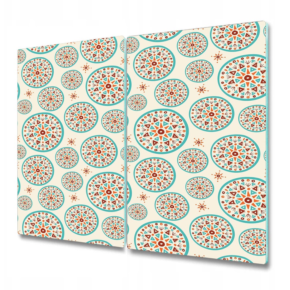 Glass Worktop Saver Kitchen Boho handmade Indian art white blue red and orange