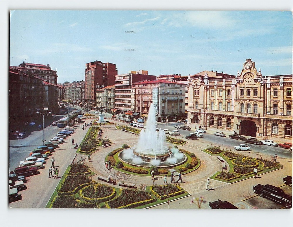 Postcard Generalisimo square, Santander, Spain