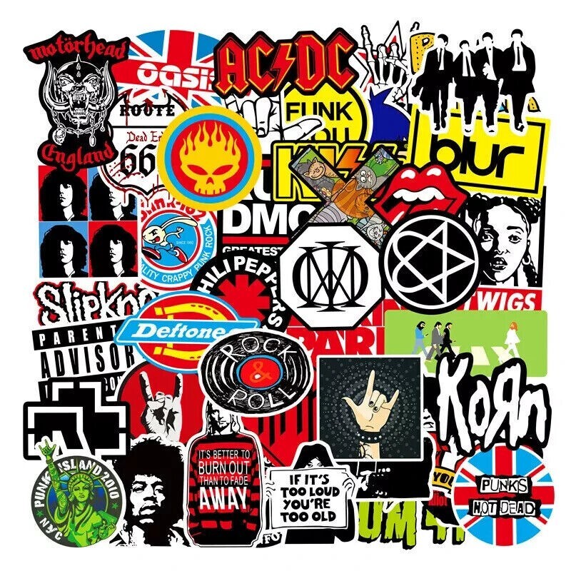 Rock Band 100 Stickers Lot Punk Music Heavy Metal Bands Sticker Decal