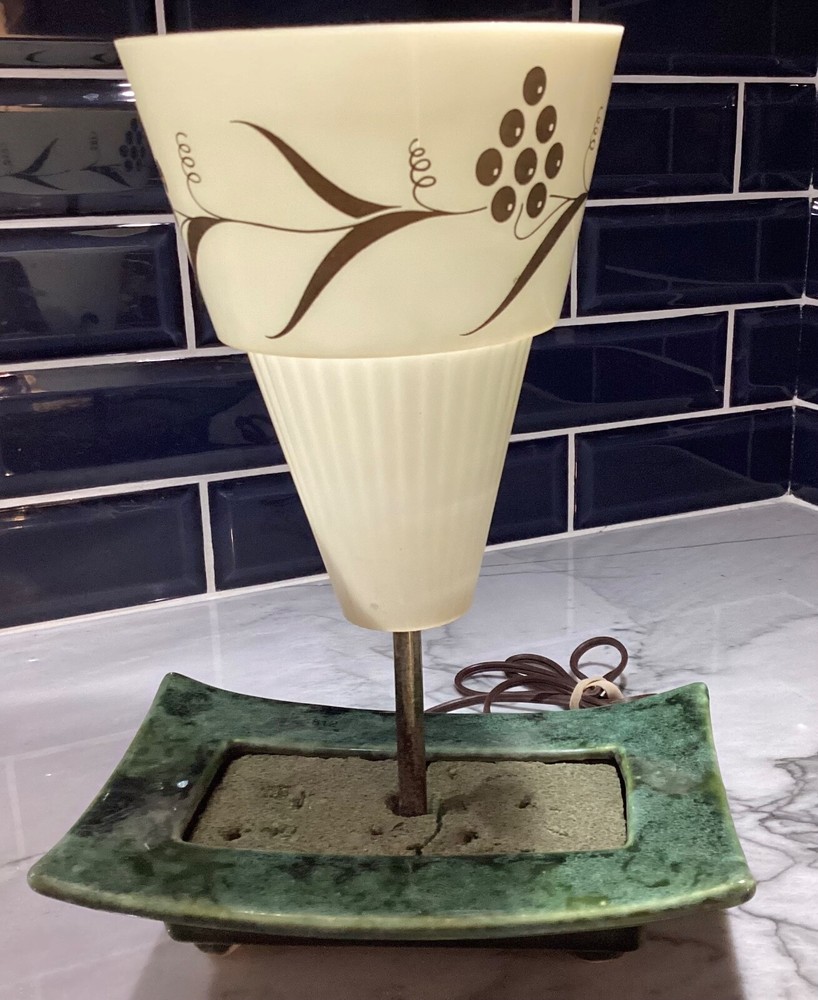 Mid Century Modern  Ceramic Lamp w/ Plastic Shade