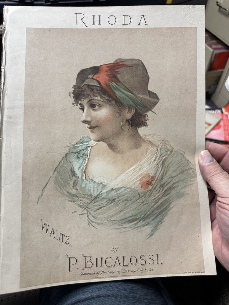 1800s Undated 11x14 UK Press sheet music RHODA by Bucalossi