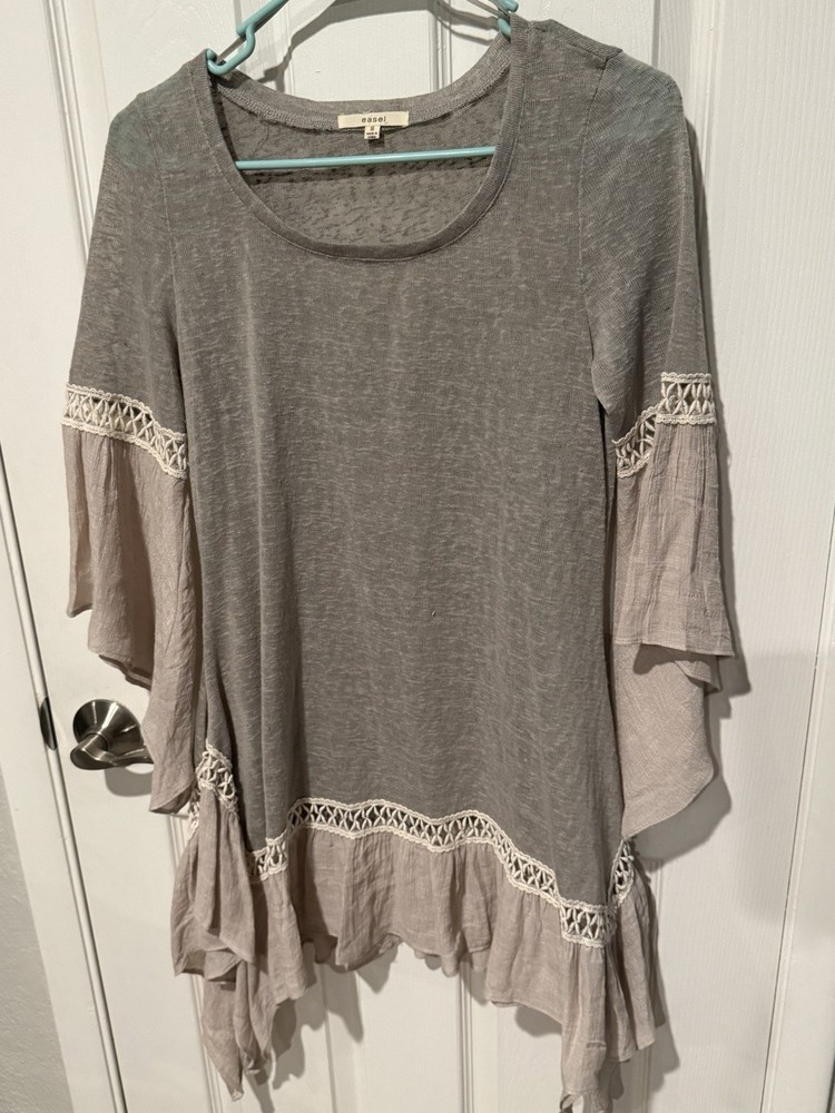 Easel 3/4 sleeve tunic boho dress sz sm