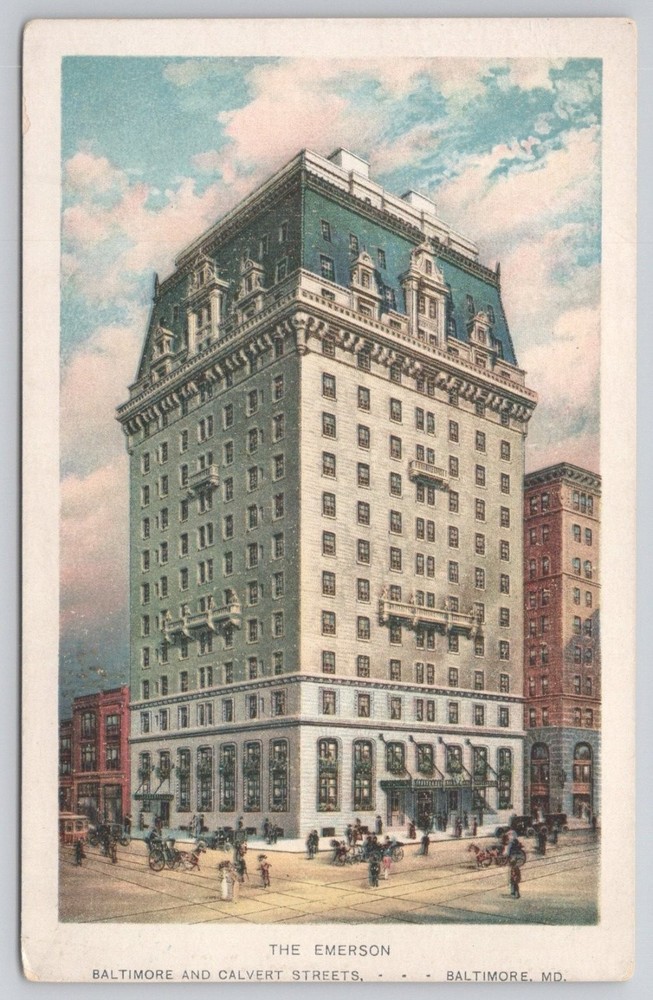 The Emerson Hotel Baltimore MD Early 1900s Postcard Historic Architecture