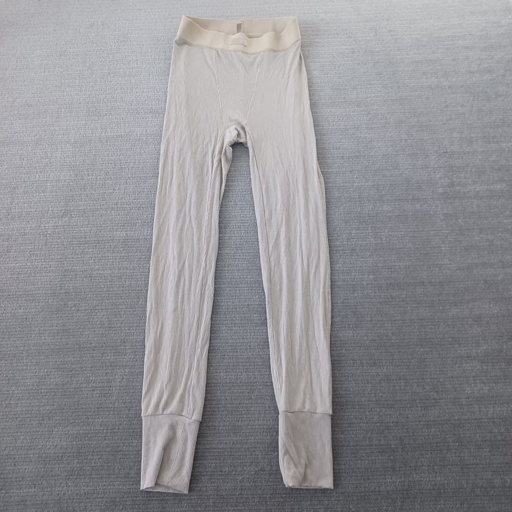Skims Thermal Leggings Womens XS Beige Ribbed Stretch Straight Leg Cozy Stretch