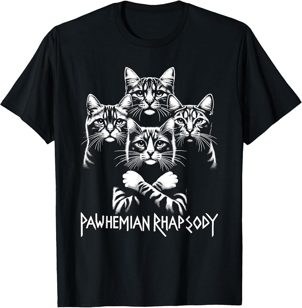 Retro Cat Rock Music Concert Band Funny Cat T-Shirt