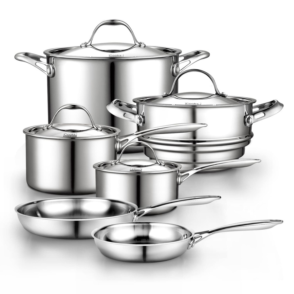 Stainless Steel 10-Piece Multi-Ply Clad Cookware Set for Kitchen