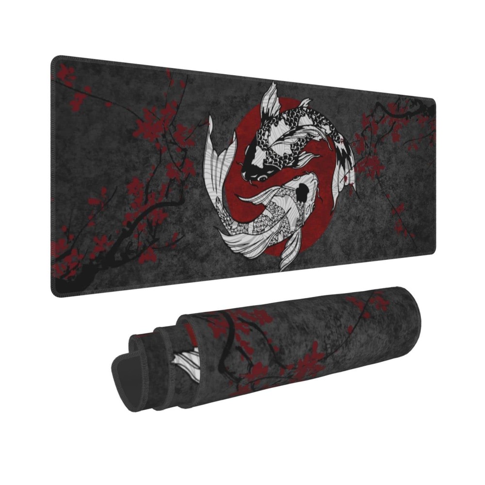 Japanese Koi Fish Ying Yang Black Red XXL XL Large Gaming Mouse Pad for Desk,...