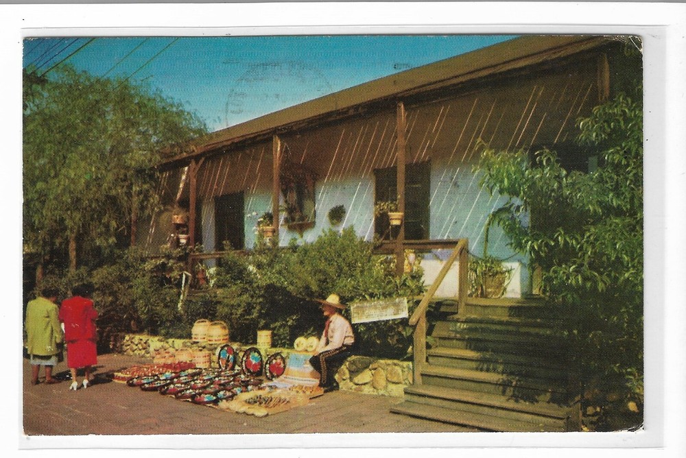 VTG Postcard The Avila Adobe, Olvera Street, Los Angeles, CA