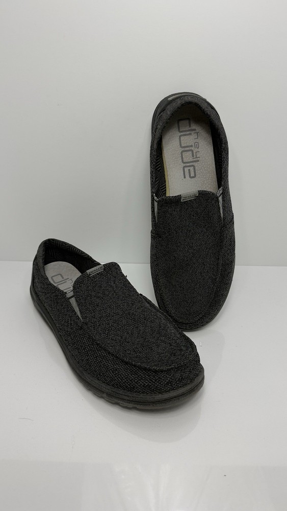Hey Dude Thad Men’s 12 Black Sox Casual Slip On Loafers Canvas Comfort Shoes