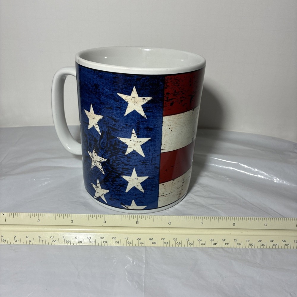 Cup / Mug  Patriotic Rustic American Flag Red White Blue Stoneware