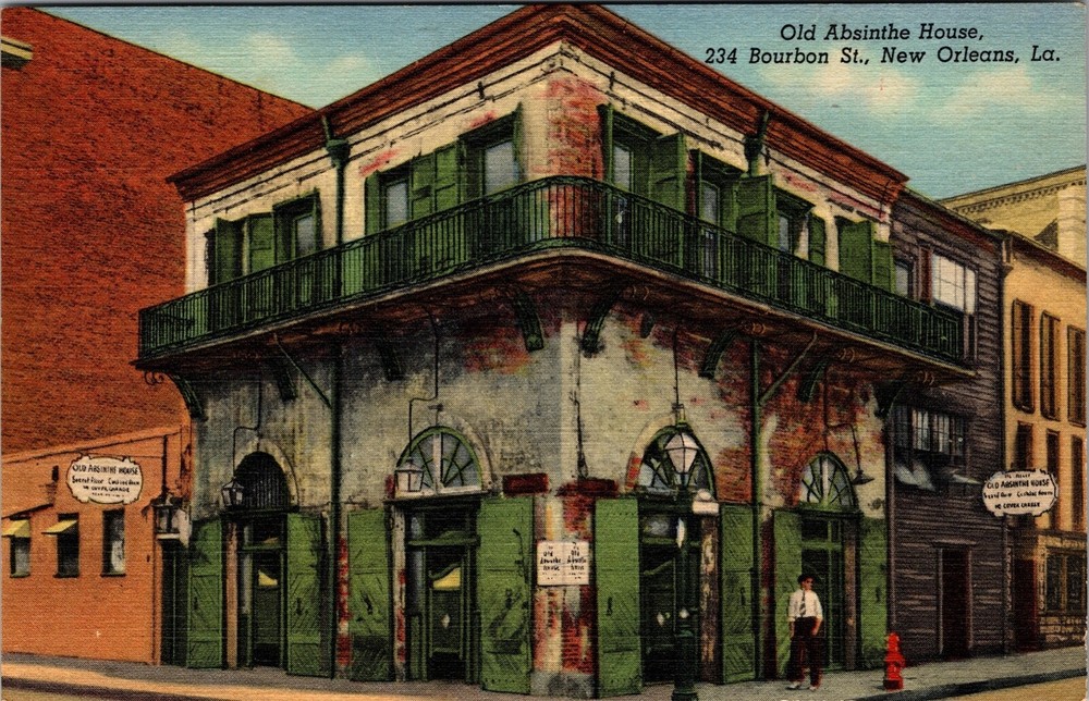 Old Absinthe House 234 Bourbon Street New Orleans La. Vintage Linen Postcard-image