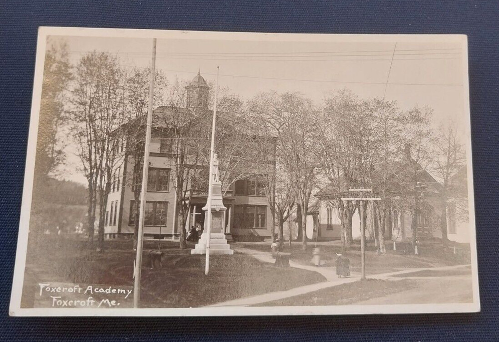 Vintage 1930s Foxcroft Academy Maine School Building RPPC Postcard