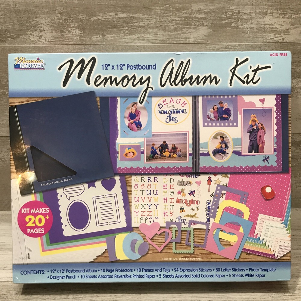 New Scrapbook 12x12 Postbound Memory Album Kit Acid Free Stickers Craft Paper-image