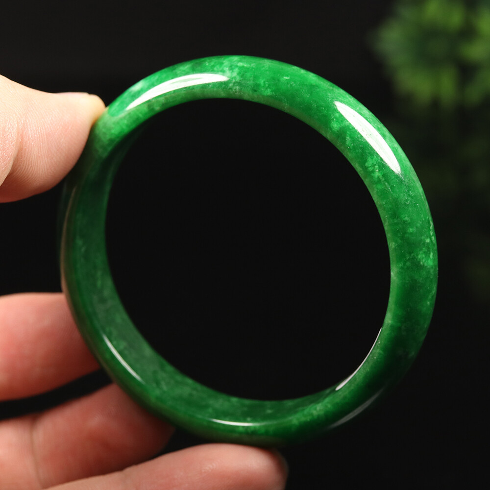 53-60mm Natural Emerald Green Jadeite Bangle Burma A Grade Jade Bracelet