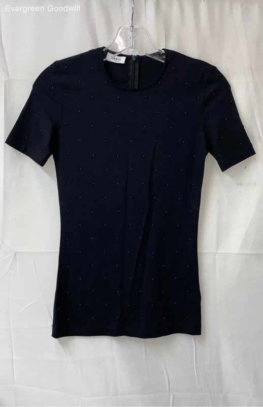 Akris Punto Women's Black Dot Short Sleeve Crew Neck Pullover T-Shirt Size 2