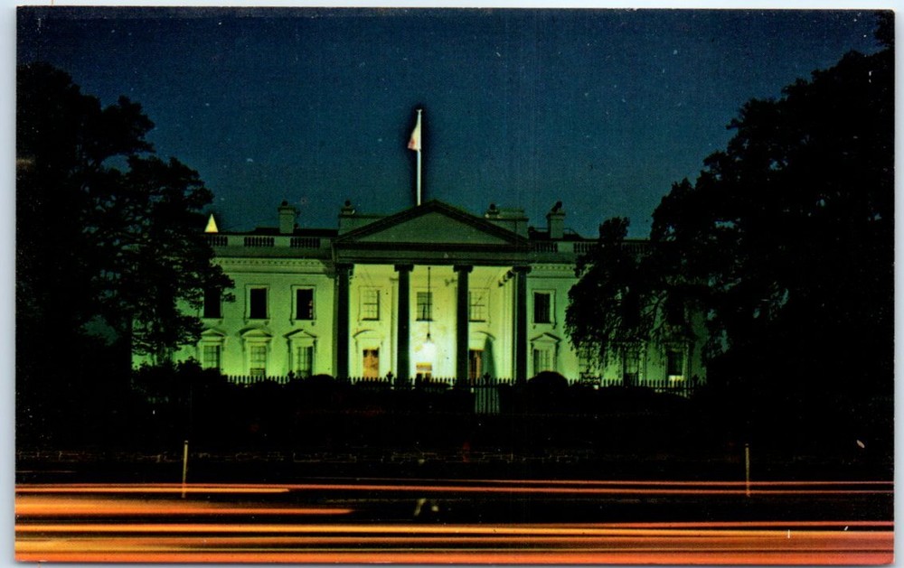Postcard - The White House at Night, Washington, D. C.